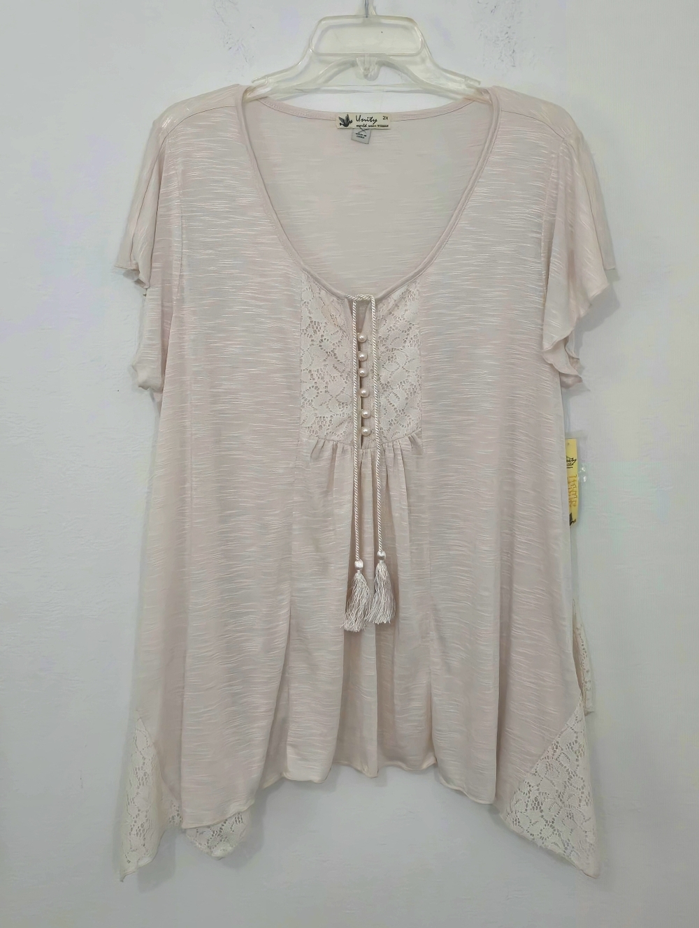 Unity World Wear Boho Peasant Feminine Lace Top